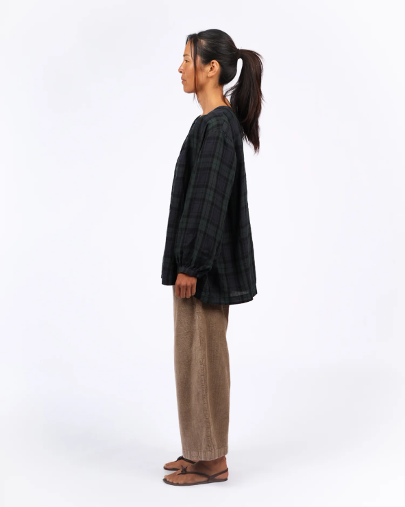 Montaigne - Carmen - Button Through Long Sleeve Top - Tartan