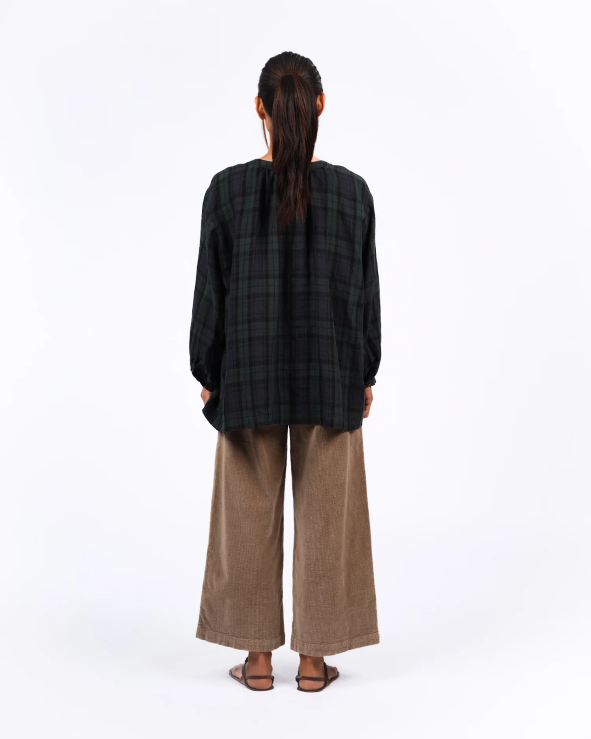 Montaigne - Carmen - Button Through Long Sleeve Top - Tartan