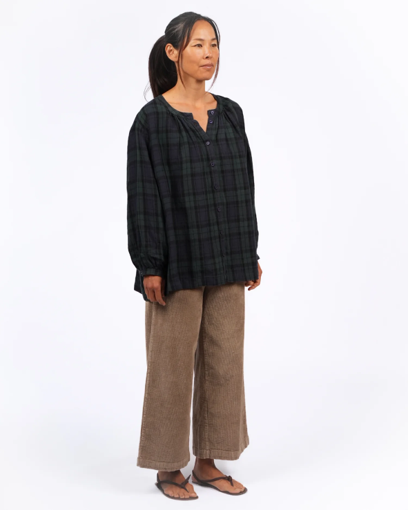 Montaigne - Carmen - Button Through Long Sleeve Top - Tartan