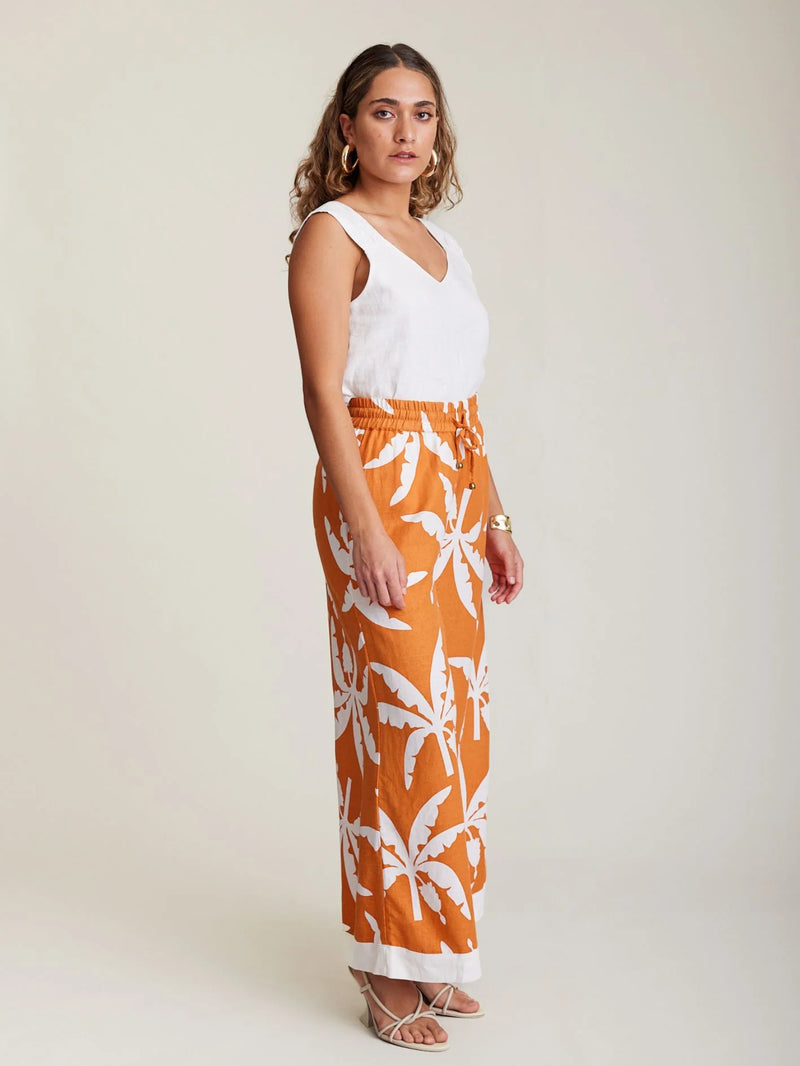 State Of Embrace ‘Tropicale Glide’ Palazzo Pant - Tangerine