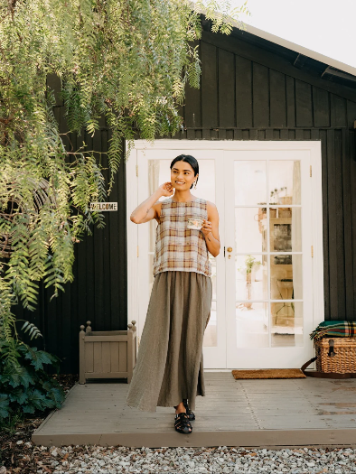 Montaigne - Ava - Linen Cami - Pistachio Check