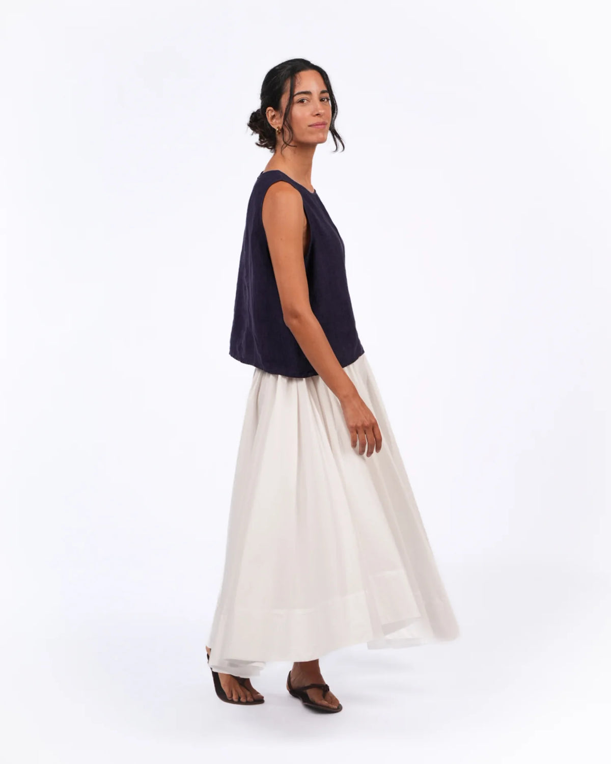 Montaigne - Full Asymmetrical Cotton Poplin Skirt - White