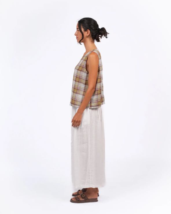 Montaigne - Ava - Linen Cami - Pistachio Check