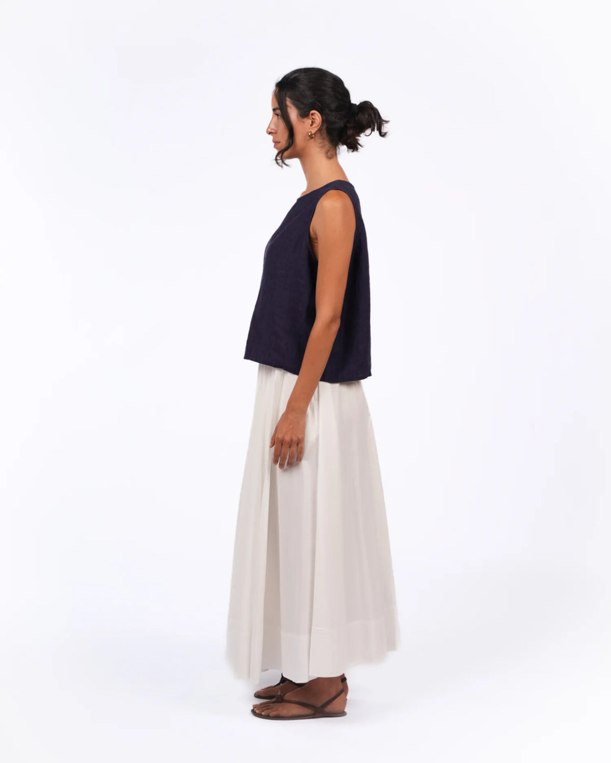 Montaigne - Full Asymmetrical Cotton Poplin Skirt - White