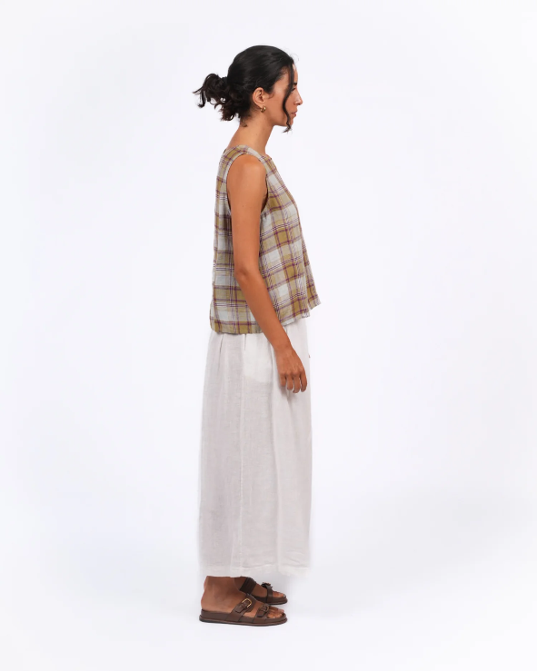 Montaigne - Ava - Linen Cami - Pistachio Check