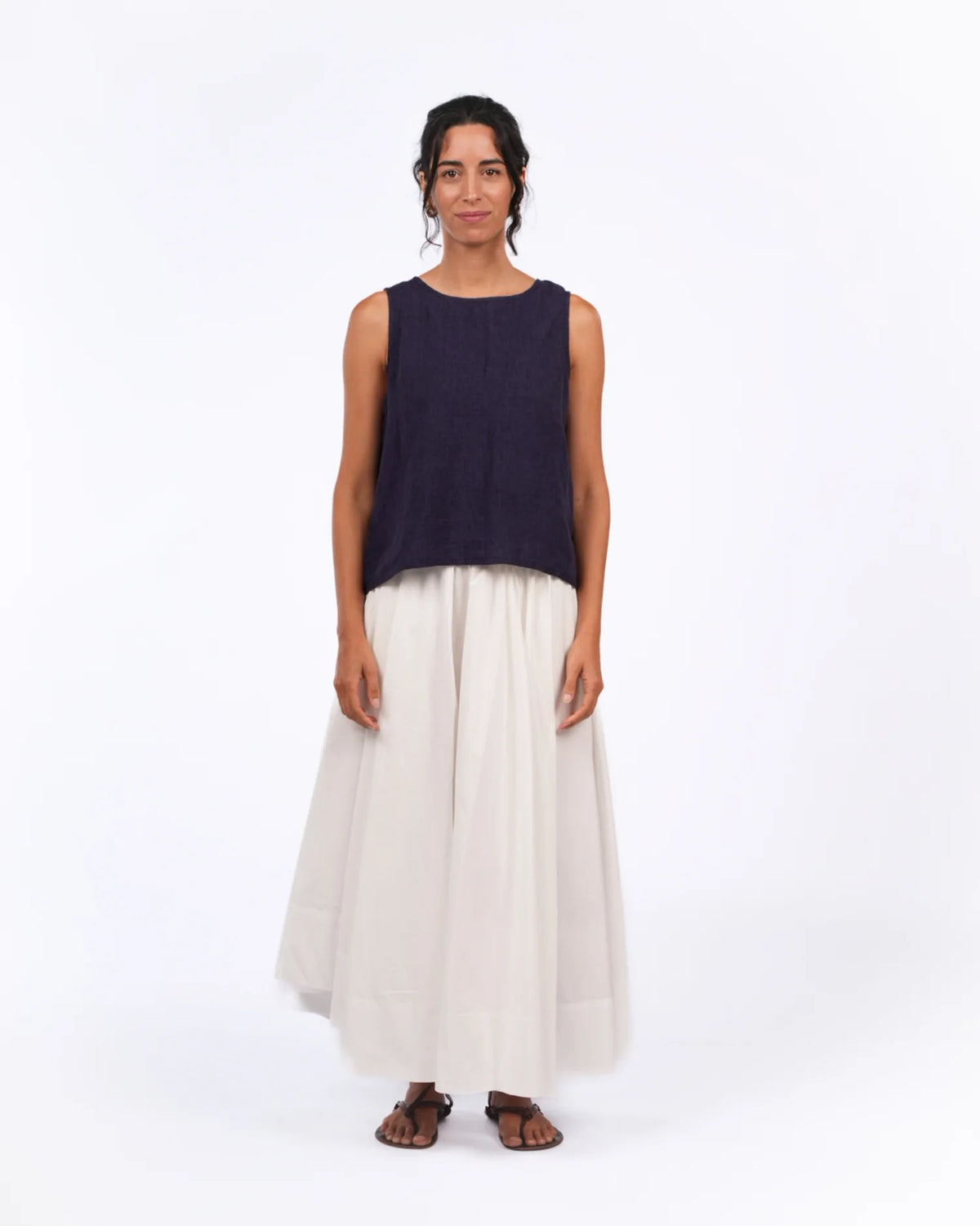 Montaigne - Full Asymmetrical Cotton Poplin Skirt - White