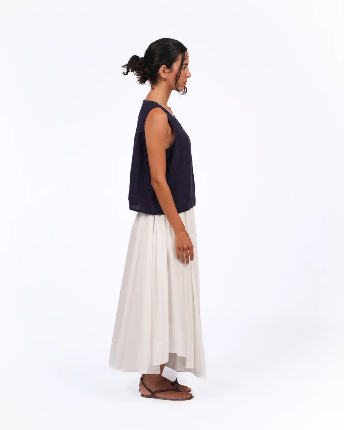 Montaigne - Full Asymmetrical Cotton Poplin Skirt - White