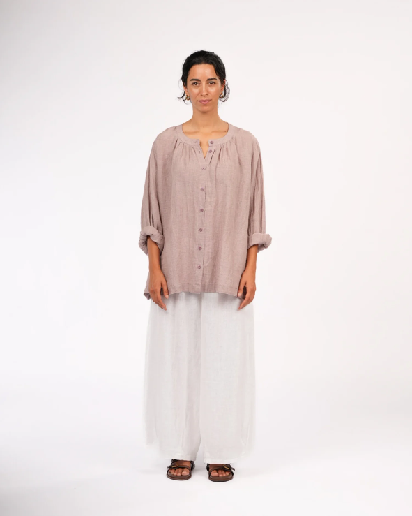 Montaigne - Carmen - Linen Top in Fine Houndstooth Linen - Various Colours