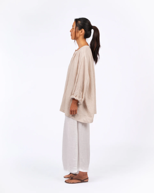 Montaigne - Carmen - Linen Top in Fine Houndstooth Linen - Various Colours