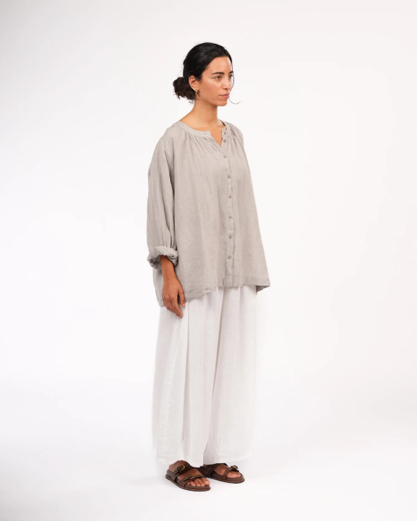 Montaigne - Carmen - Linen Top in Fine Houndstooth Linen - Various Colours