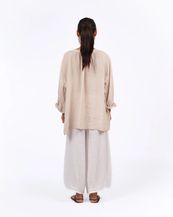 Montaigne - Carmen - Linen Top in Fine Houndstooth Linen - Various Colours