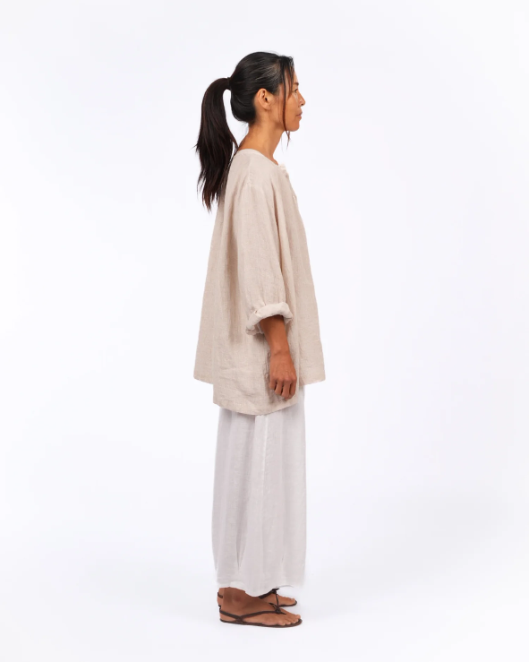 Montaigne - Carmen - Linen Top in Fine Houndstooth Linen - Various Colours