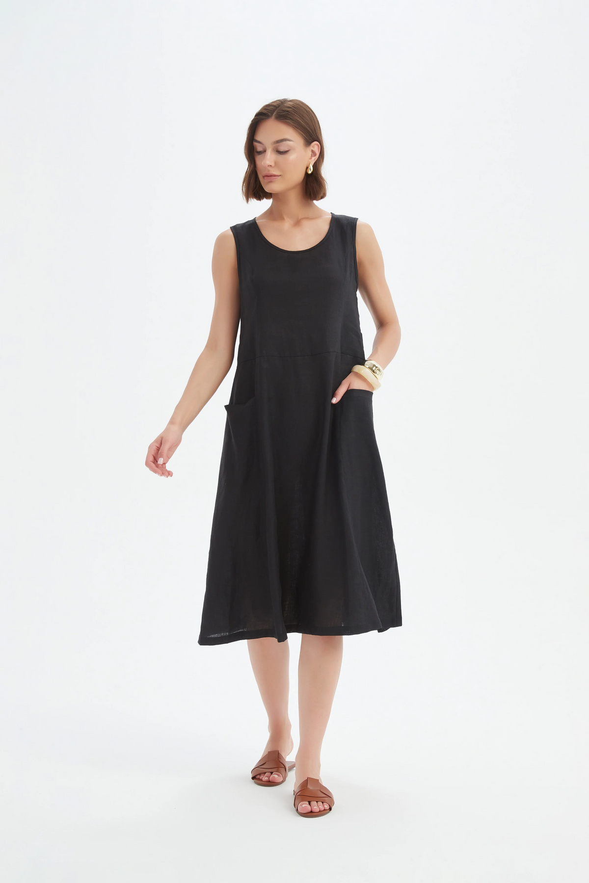 Tirelli - Sleeveless LinenPocket Dress - Black