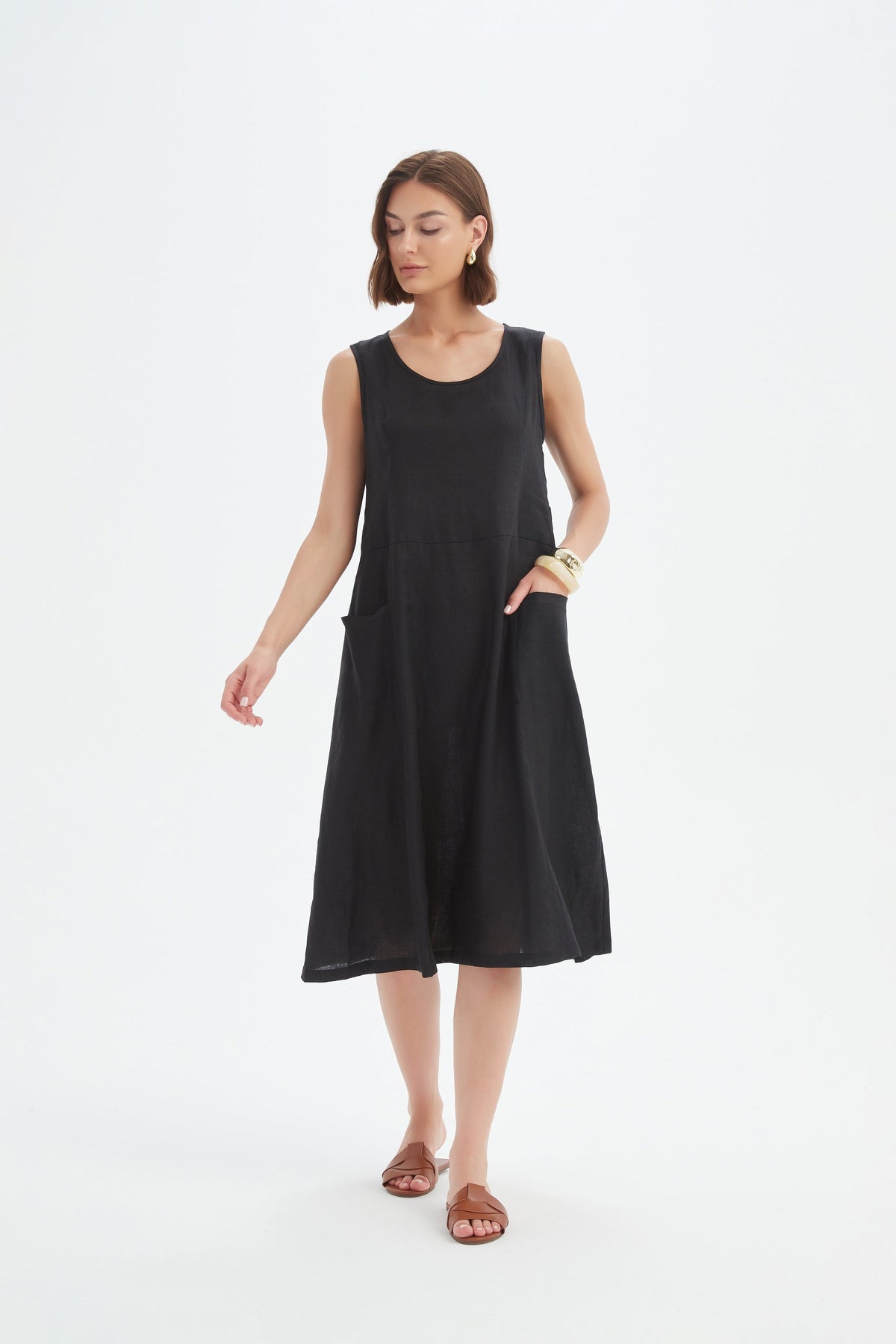 Tirelli - Sleeveless LinenPocket Dress - Black