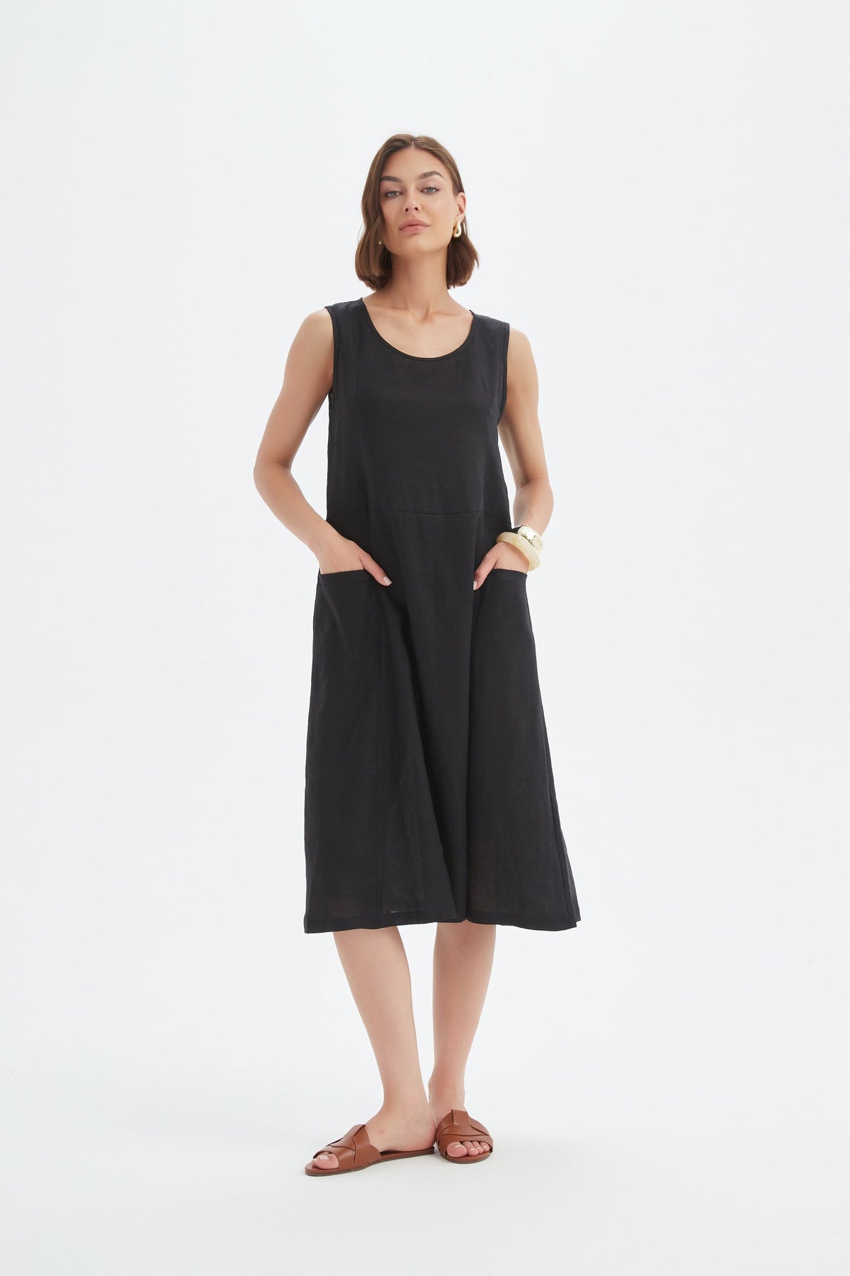 Tirelli - Sleeveless LinenPocket Dress - Black