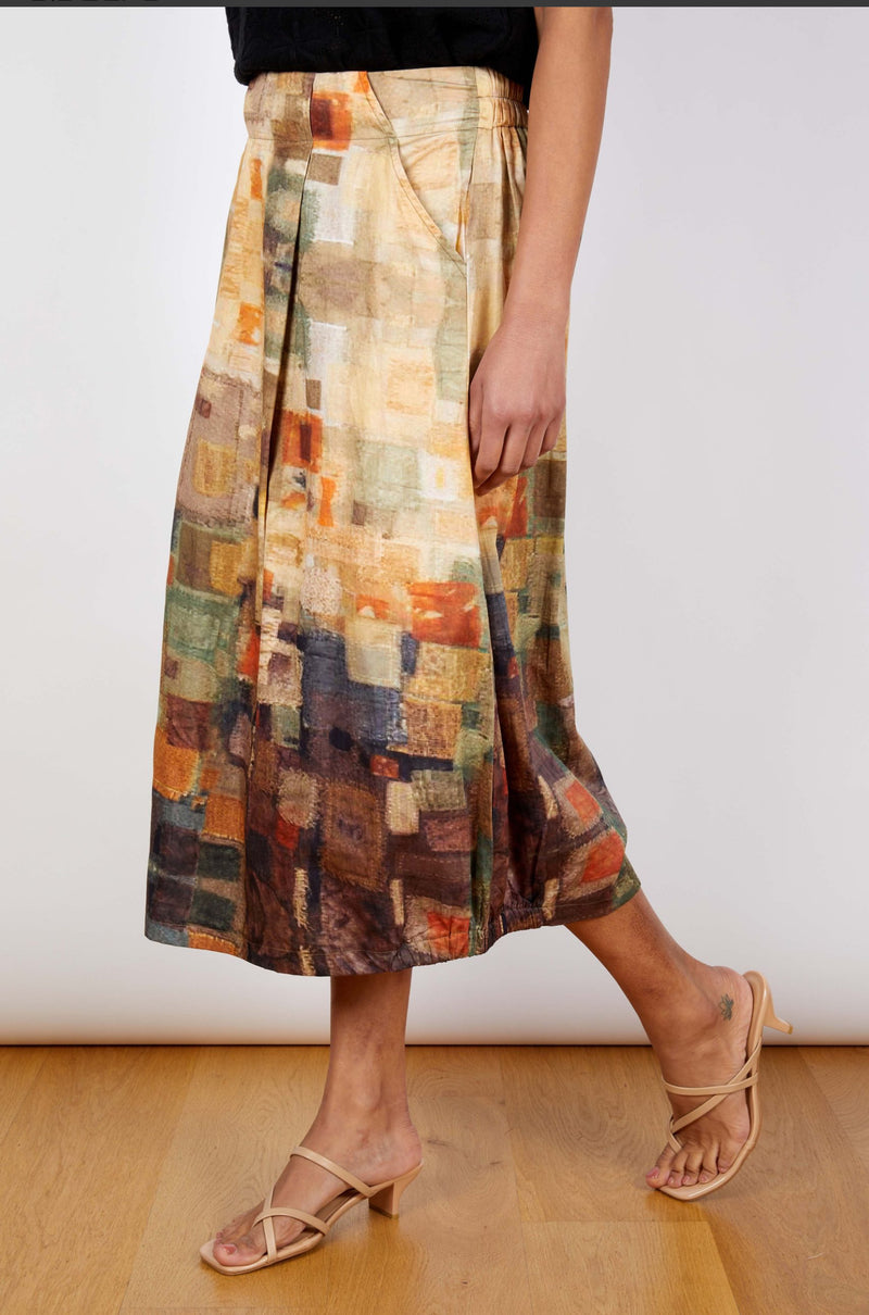 Cotton Midi Skirt - Multi