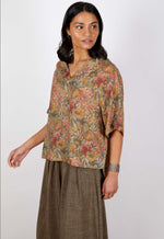 Swiss Cotton V Neck Top - Beige