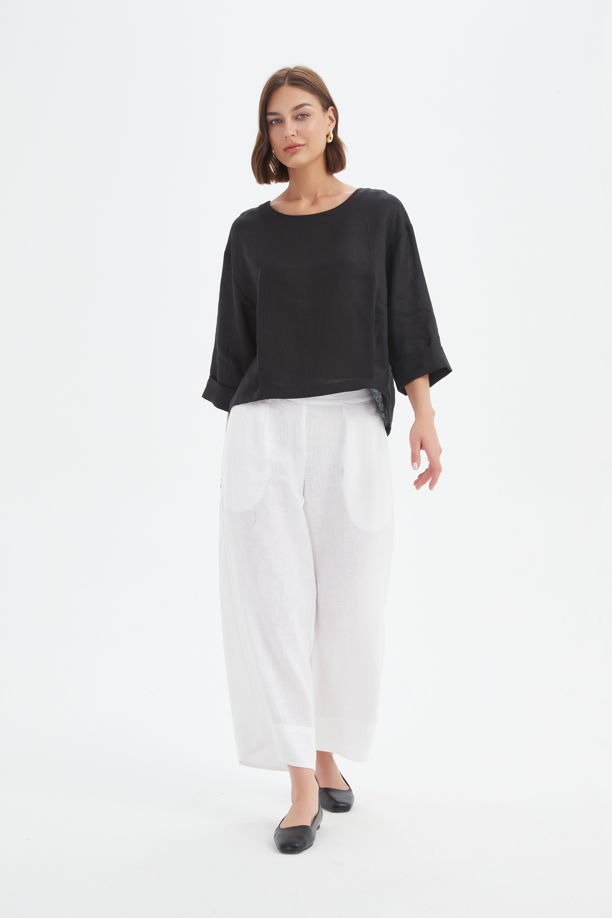 Tirelli - Pleat HemLinen Top - Various Colours