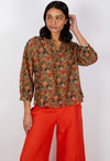 Swiss Cotton V Neck Top - Brown