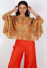 Swiss Cotton Swing Sleeve Short Layering Top - Rust