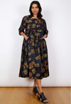 Viscose Dress - Blue/Golden Leave