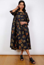 Viscose Dress - Blue/Golden Leave