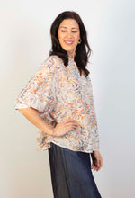 Swiss Cotton V Neck Short Sleeve Top - Multi