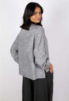 Cotton V Neck 3/4 Sleeve Top - Grey