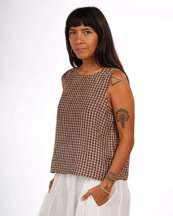 Montaigne - Ava - Linen Gingham Cami Top