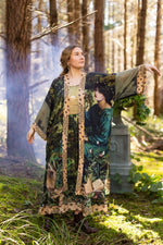 ‘Bella Notte’ Bamboo Kimono Duster Robe with Rabbit and Moon