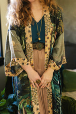 ‘Bella Notte’ Bamboo Kimono Duster Robe with Rabbit and Moon