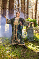 ‘Bella Notte’ Bamboo Kimono Duster Robe with Rabbit and Moon