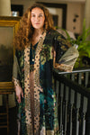 ‘Bella Notte’ Bamboo Kimono Duster Robe with Rabbit and Moon