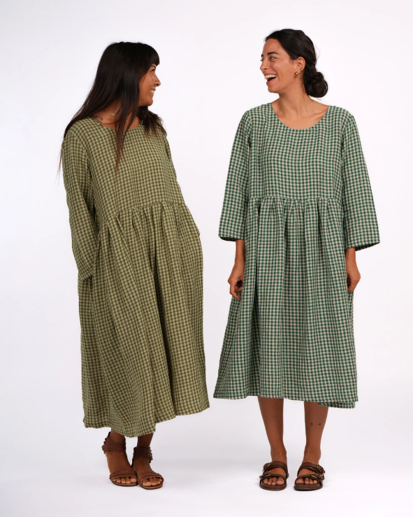 Montaigne - Journee - French Linen Gingham Linen Dress - Pistachio