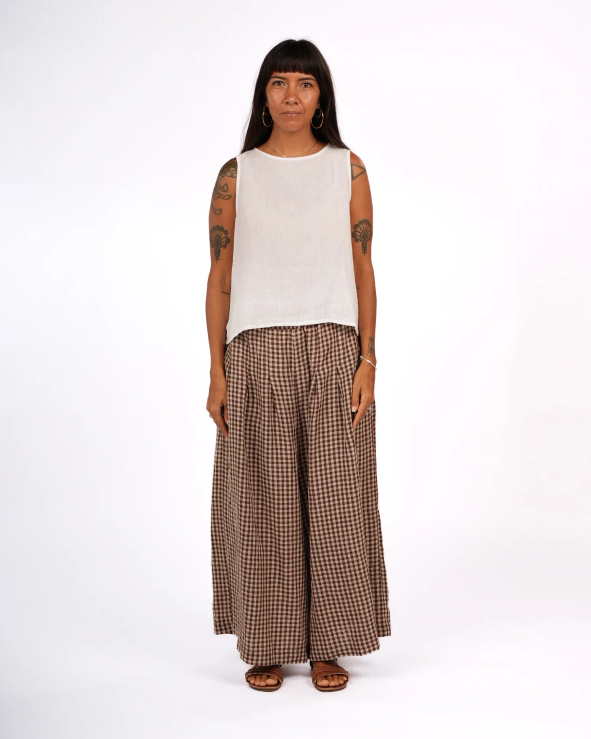 Montaigne - French Linen Gingham Check Culottes Pant