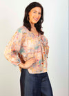 Swiss Cotton V Neck Short Sleeve Top - Multi