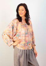 Swiss Cotton Round Neck 3/4 Sleeve Top - Multi