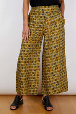 Linen Viscose Print Pant - Khaki