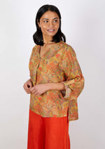 Swiss Cotton V Neck Long Sleeve Top - Rust