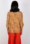 Swiss Cotton V Neck Long Sleeve Top - Rust