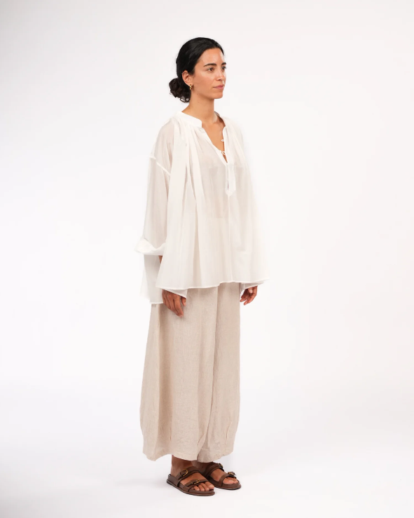 Montaigne - Palma - Cotton Silk Long Sleeve Blouse - Various Colours