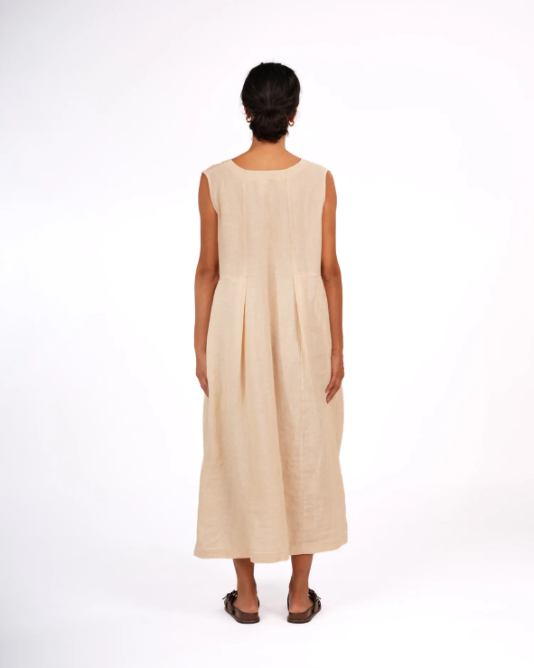 Montaigne - Sorrento - Button-Through French Linen V-Neck Dress - Various Colours