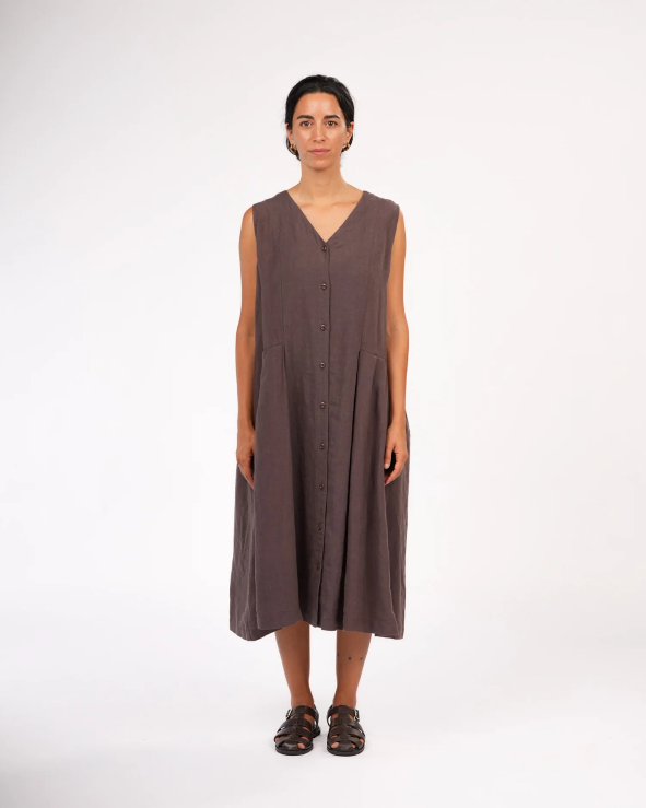 Montaigne - Sorrento - Button-Through French Linen V-Neck Dress - Various Colours