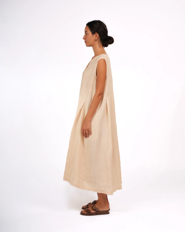 Montaigne - Sorrento - Button-Through French Linen V-Neck Dress - Various Colours