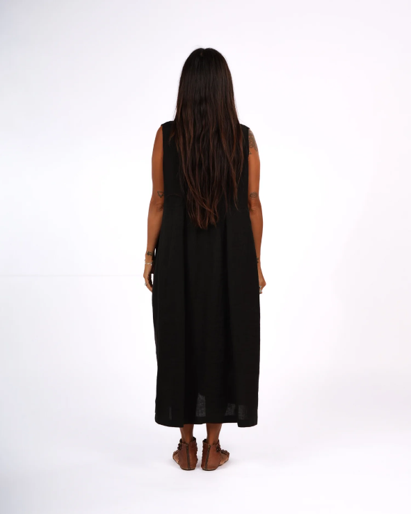 Montaigne - Sorrento - Button-Through French Linen V-Neck Dress - Various Colours