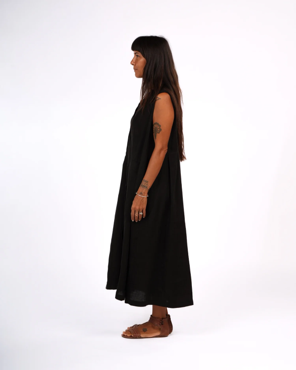 Montaigne - Sorrento - Button-Through French Linen V-Neck Dress - Various Colours