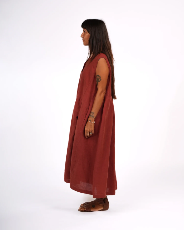 Montaigne - Sorrento - Button-Through French Linen V-Neck Dress - Various Colours