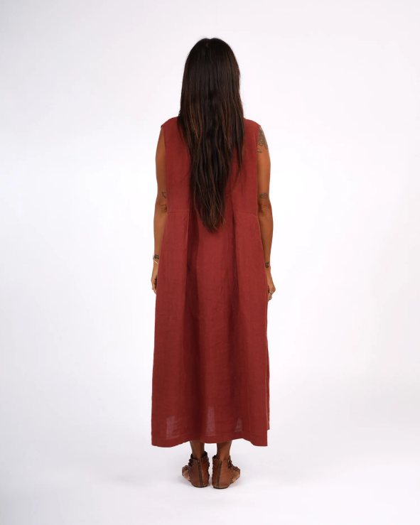 Montaigne - Sorrento - Button-Through French Linen V-Neck Dress - Various Colours