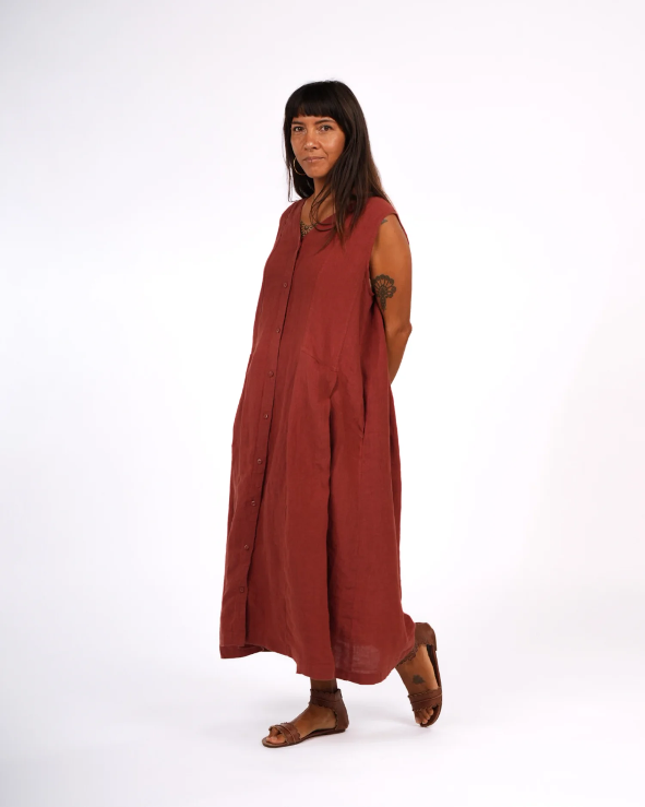 Montaigne - Sorrento - Button-Through French Linen V-Neck Dress - Various Colours