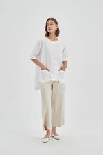 Tirelli Pocket Detail Linen Top - White